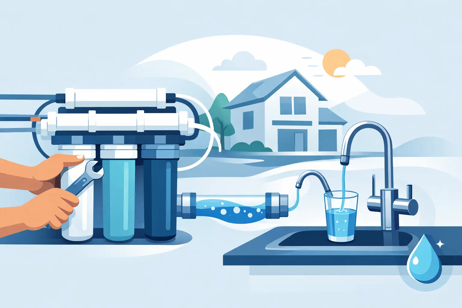 Instalação de filtro de água residencial
