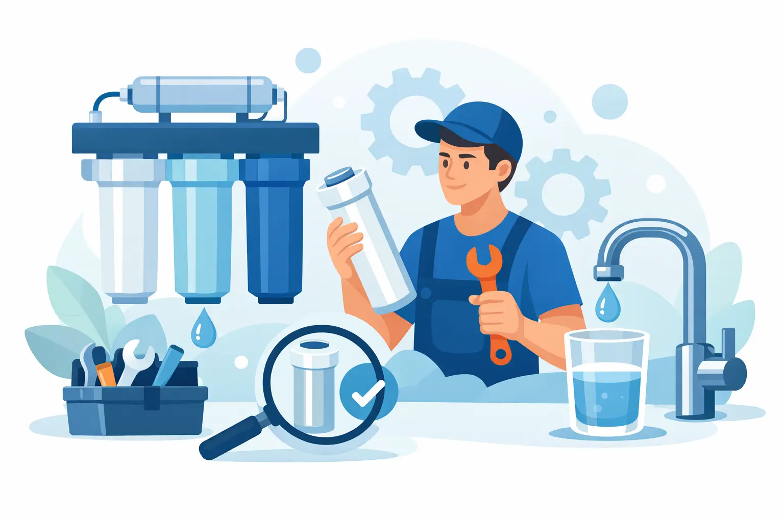 Manutenção de filtro de água sem erro